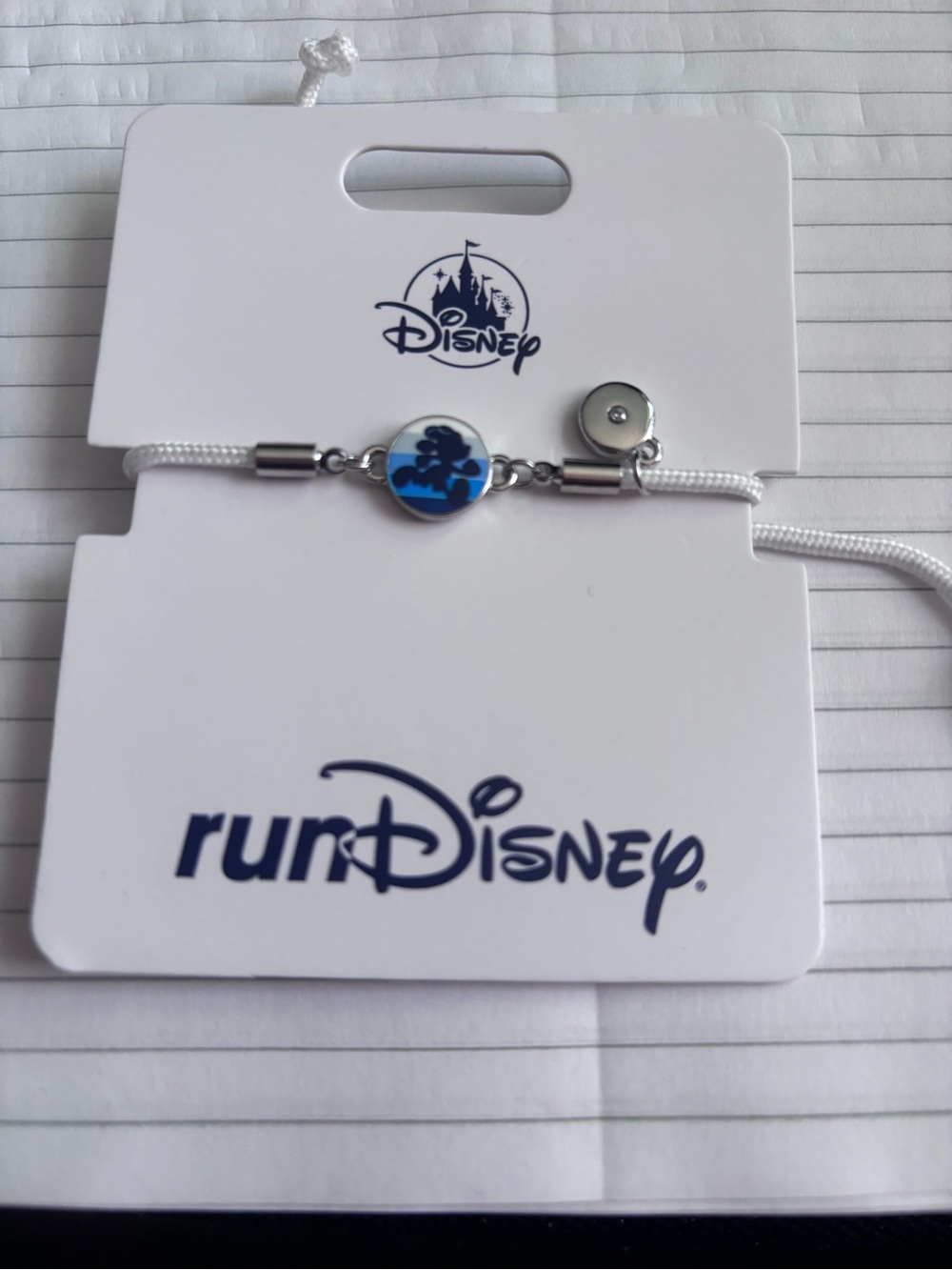 Disney Kids White and Blue RunDisney Adjustable Cord Bracelet